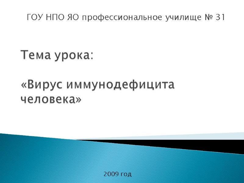 ГОУ НПО ЯО профессиональное училище № 31 2009 год ГОУ НПО ЯО профессиональное училище № 31 2009 год